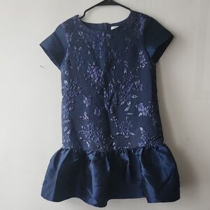 Charming Navy Blue Floral Kids Dress. New Without Tag